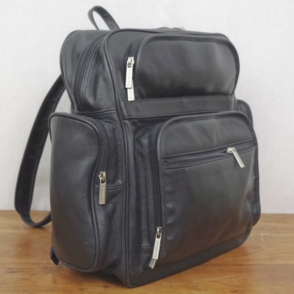 Brookstone | Bags | Brookstone Unisex Black Leather Backpack  display picture 1